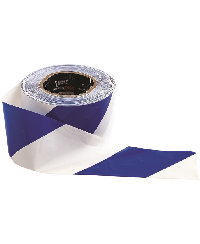 WORKWEAR, SAFETY & CORPORATE CLOTHING SPECIALISTS - Barricade Tape - 100m x 75mm Blue & White (MOQ 5)