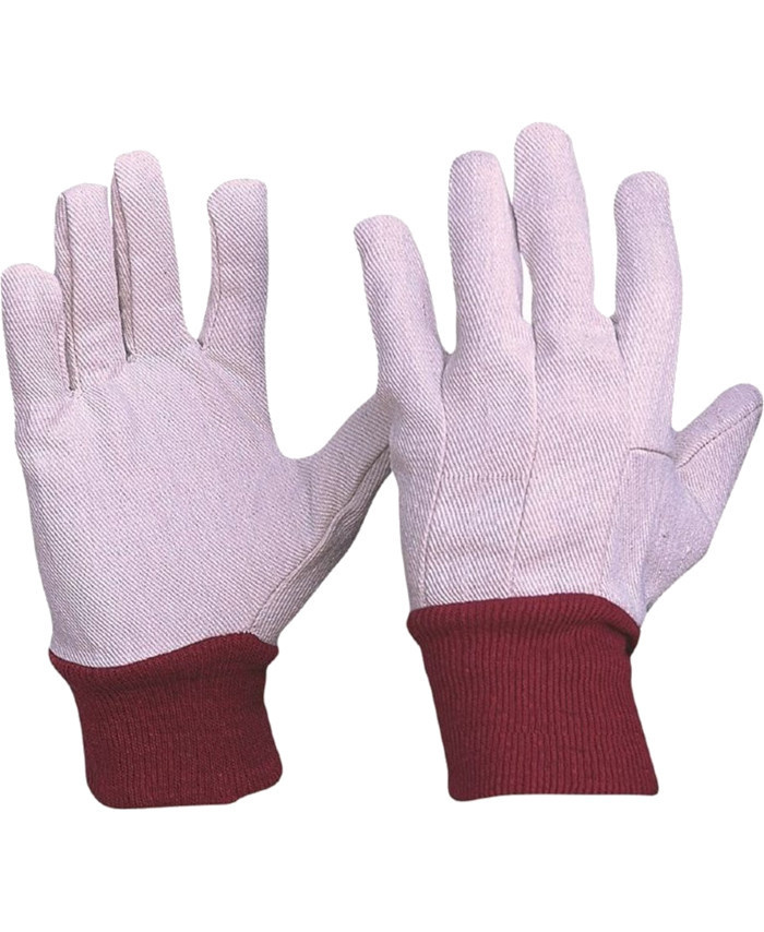 WORKWEAR, SAFETY & CORPORATE CLOTHING SPECIALISTS - Cotton Drill Red Knit Wrist Gloves Ladies Size (MOQ 12)