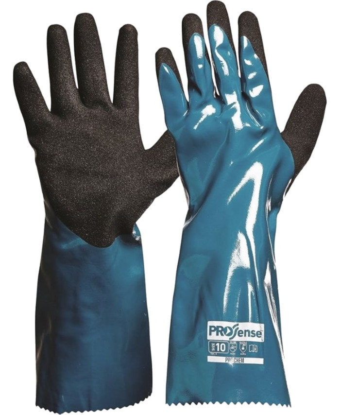 WORKWEAR, SAFETY & CORPORATE CLOTHING SPECIALISTS - Prochem 35cm Green/Black Nitrile PU (MOQ 12)