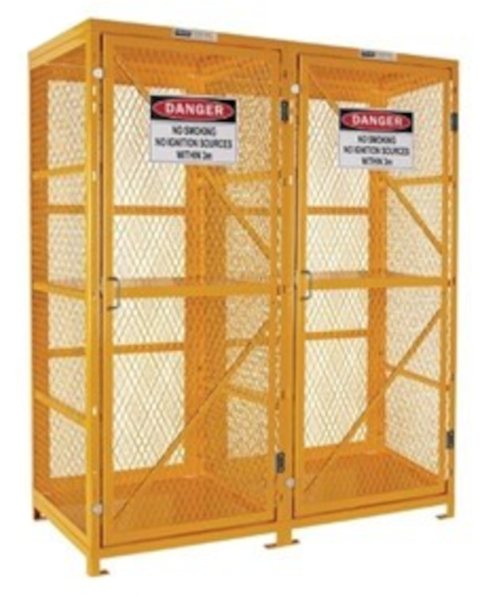 WORKWEAR, SAFETY & CORPORATE CLOTHING SPECIALISTS - Forklift Storage Cage. 2 Storage Levels Up To 16 Forklift Cylinders. (Comes Flat Packed - Assembly Required)