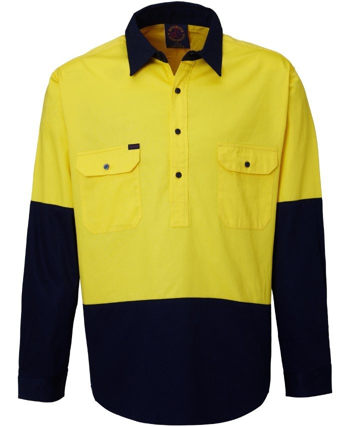 WORKWEAR, SAFETY & CORPORATE CLOTHING SPECIALISTS - Closed Front 2 Tone L/S Shirt