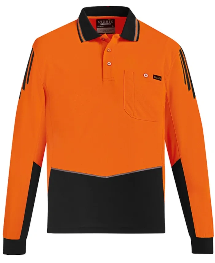 WORKWEAR, SAFETY & CORPORATE CLOTHING SPECIALISTS - Mens Hi Vis Flux L/S Polo