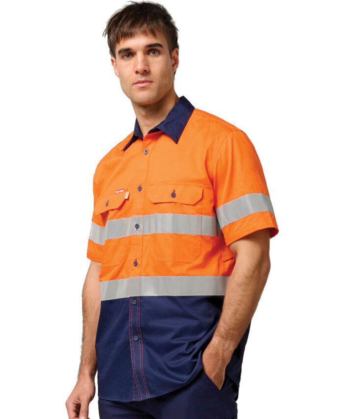 WORKWEAR, SAFETY & CORPORATE CLOTHING SPECIALISTS - Koolgear - Ventilated Hi-Vis Two Tone Shirt with Tape Short Sleeve