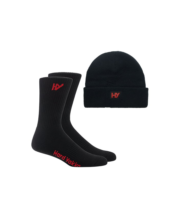 WORKWEAR, SAFETY & CORPORATE CLOTHING SPECIALISTS - Red Collection - 2PK SOCK BEANIE BUNDLE PACK