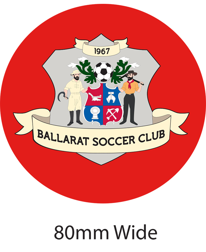 WORKWEAR, SAFETY & CORPORATE CLOTHING SPECIALISTS - Bumper Stickers – Ballarat Soccer Club 80mm Diameter Circles