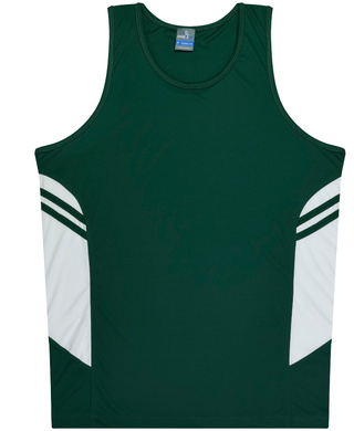 WORKWEAR, SAFETY & CORPORATE CLOTHING SPECIALISTS - Mens Tasman Singlet - Bottle Green / White - XL