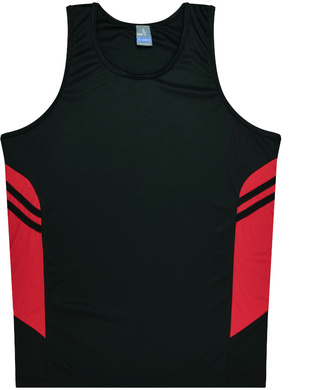 WORKWEAR, SAFETY & CORPORATE CLOTHING SPECIALISTS - Mens Tasman Singlet - Black / Red - 2XL