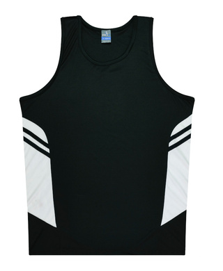 WORKWEAR, SAFETY & CORPORATE CLOTHING SPECIALISTS - Mens Tasman Singlet - Black / White - M