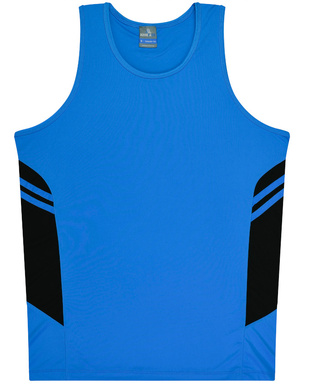 WORKWEAR, SAFETY & CORPORATE CLOTHING SPECIALISTS - Mens Tasman Singlet - Cyan / Black - L