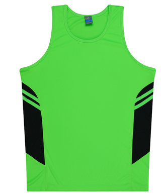 WORKWEAR, SAFETY & CORPORATE CLOTHING SPECIALISTS - Mens Tasman Singlet - Neon Green / Black - S