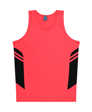 WORKWEAR, SAFETY & CORPORATE CLOTHING SPECIALISTS - Mens Tasman Singlet - Neon Pink / Black - L