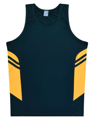WORKWEAR, SAFETY & CORPORATE CLOTHING SPECIALISTS - Mens Tasman Singlet - Navy / Gold - XL