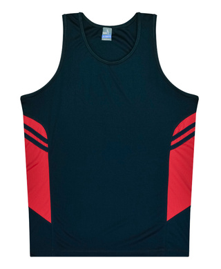 WORKWEAR, SAFETY & CORPORATE CLOTHING SPECIALISTS - Mens Tasman Singlet - Navy / Red - L