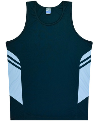 WORKWEAR, SAFETY & CORPORATE CLOTHING SPECIALISTS - Mens Tasman Singlet - Navy / Sky - L
