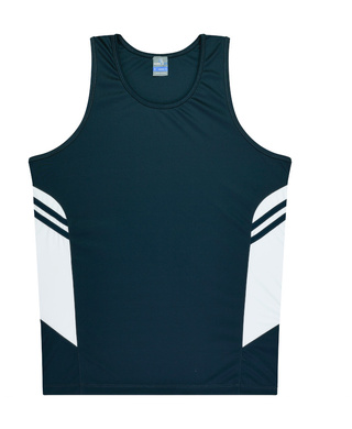 WORKWEAR, SAFETY & CORPORATE CLOTHING SPECIALISTS - Mens Tasman Singlet - Navy / White - L
