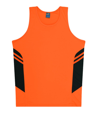 WORKWEAR, SAFETY & CORPORATE CLOTHING SPECIALISTS - Mens Tasman Singlet - Neon Orange / Slate - S