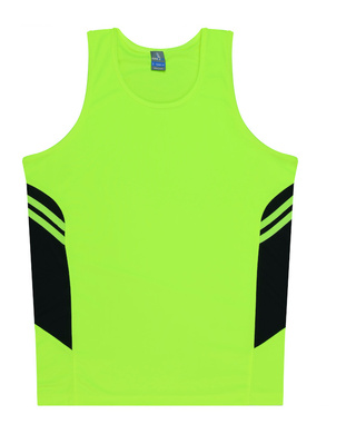 WORKWEAR, SAFETY & CORPORATE CLOTHING SPECIALISTS - Mens Tasman Singlet - Neon Yellow / Black - 2XL
