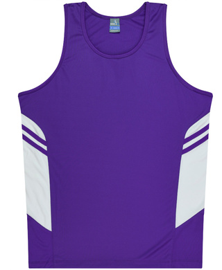 WORKWEAR, SAFETY & CORPORATE CLOTHING SPECIALISTS - Mens Tasman Singlet - Purple / White - S