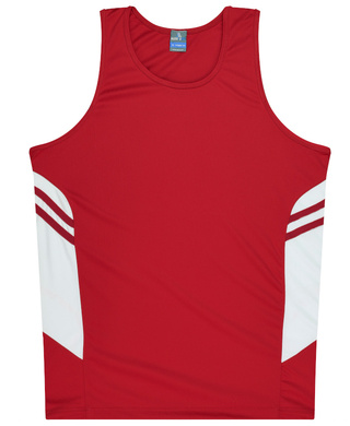 WORKWEAR, SAFETY & CORPORATE CLOTHING SPECIALISTS - Mens Tasman Singlet - Red / White - L