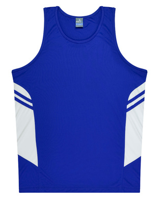 WORKWEAR, SAFETY & CORPORATE CLOTHING SPECIALISTS - Mens Tasman Singlet - Royal / White - M