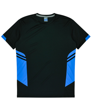 WORKWEAR, SAFETY & CORPORATE CLOTHING SPECIALISTS - Mens Tasman Tee - Black / Cyan - S