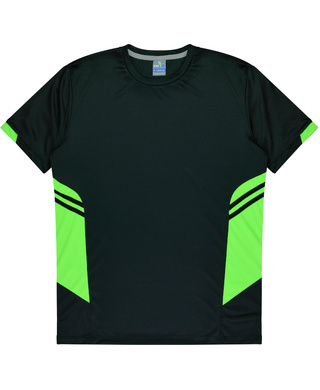 WORKWEAR, SAFETY & CORPORATE CLOTHING SPECIALISTS - Mens Tasman Tee - Black / Neon Green - 2XL
