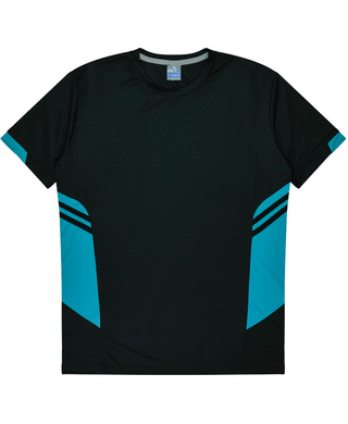 WORKWEAR, SAFETY & CORPORATE CLOTHING SPECIALISTS - Mens Tasman Tee - Black / Teal - 2XL