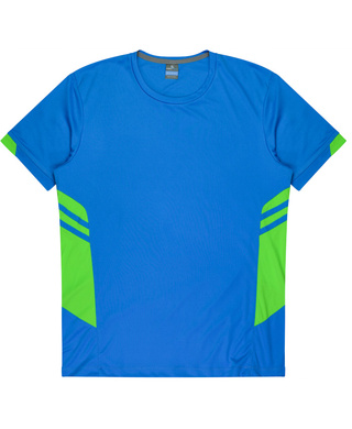 WORKWEAR, SAFETY & CORPORATE CLOTHING SPECIALISTS - Mens Tasman Tee - Cyan / Neon Green - XL