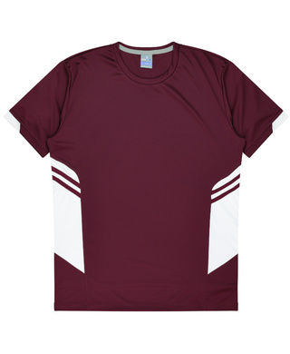 WORKWEAR, SAFETY & CORPORATE CLOTHING SPECIALISTS - Mens Tasman Tee - Maroon / White - M