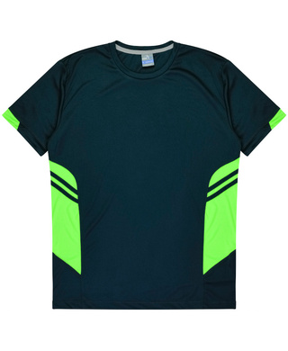 WORKWEAR, SAFETY & CORPORATE CLOTHING SPECIALISTS - Mens Tasman Tee - Navy / Neon Green - 5XL