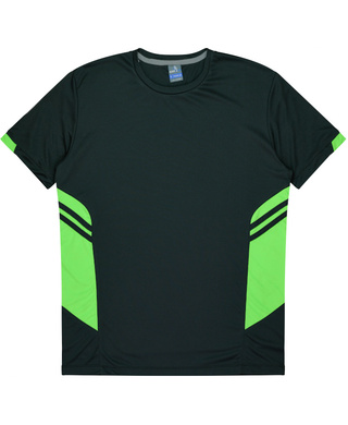 WORKWEAR, SAFETY & CORPORATE CLOTHING SPECIALISTS - Mens Tasman Tee - Slate / Neon Green - 3XL