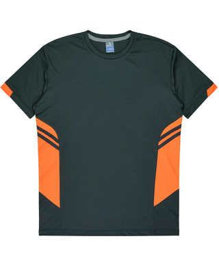 WORKWEAR, SAFETY & CORPORATE CLOTHING SPECIALISTS - Mens Tasman Tee - Slate / Neon Orange - L