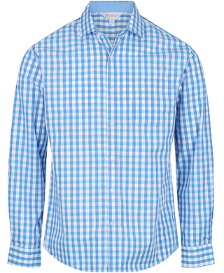 WORKWEAR, SAFETY & CORPORATE CLOTHING SPECIALISTS - Mens Devonport Long Sleeve - Mid Blue / Sky - 2XS