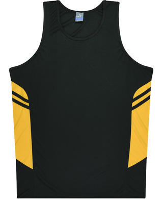 WORKWEAR, SAFETY & CORPORATE CLOTHING SPECIALISTS - Kids Tasman Singlet - Black / Gold - 14