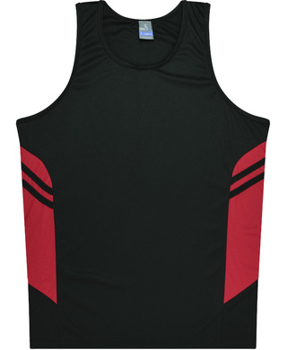 WORKWEAR, SAFETY & CORPORATE CLOTHING SPECIALISTS - Kids Tasman Singlet - Black / Red - 8
