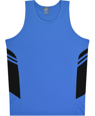 WORKWEAR, SAFETY & CORPORATE CLOTHING SPECIALISTS - Kids Tasman Singlet - Cyan / Black - 4