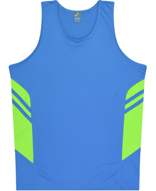 WORKWEAR, SAFETY & CORPORATE CLOTHING SPECIALISTS - Kids Tasman Singlet - Cyan / Neon Green - 10