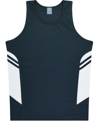 WORKWEAR, SAFETY & CORPORATE CLOTHING SPECIALISTS - Kids Tasman Singlet - Navy / White - 10