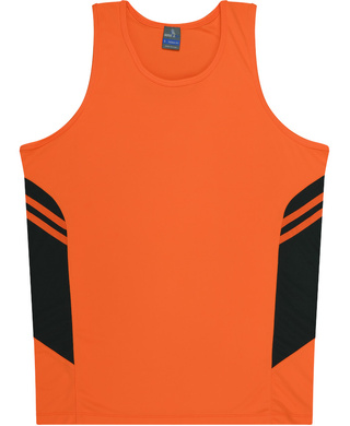 WORKWEAR, SAFETY & CORPORATE CLOTHING SPECIALISTS - Kids Tasman Singlet - Neon Orange / Slate - 10