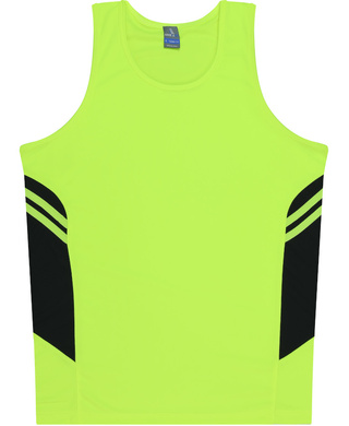 WORKWEAR, SAFETY & CORPORATE CLOTHING SPECIALISTS - Kids Tasman Singlet - Neon Yellow / Black - 4