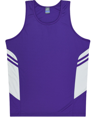 WORKWEAR, SAFETY & CORPORATE CLOTHING SPECIALISTS - Kids Tasman Singlet - Purple / White - 14