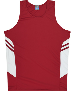 WORKWEAR, SAFETY & CORPORATE CLOTHING SPECIALISTS - Kids Tasman Singlet - Red / White - 12