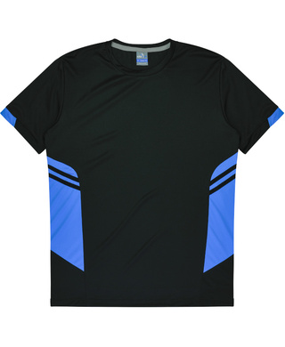WORKWEAR, SAFETY & CORPORATE CLOTHING SPECIALISTS - Kids Tasman Tee - Black / Cyan - 14