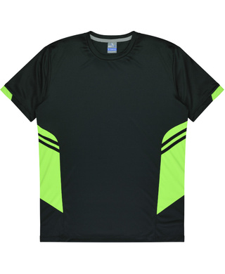 WORKWEAR, SAFETY & CORPORATE CLOTHING SPECIALISTS - Kids Tasman Tee - Black / Neon Green - 14