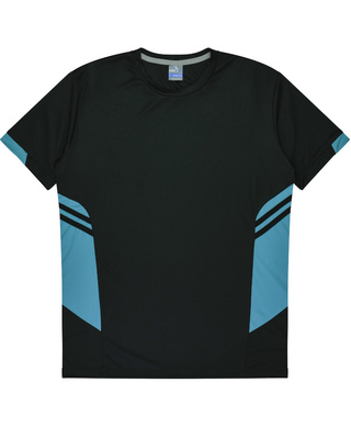 WORKWEAR, SAFETY & CORPORATE CLOTHING SPECIALISTS - Kids Tasman Tee - Black / Teal - 4