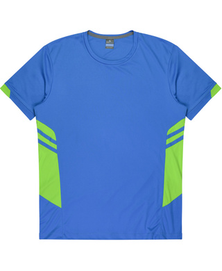 WORKWEAR, SAFETY & CORPORATE CLOTHING SPECIALISTS - Kids Tasman Tee - Cyan / Neon Green - 14