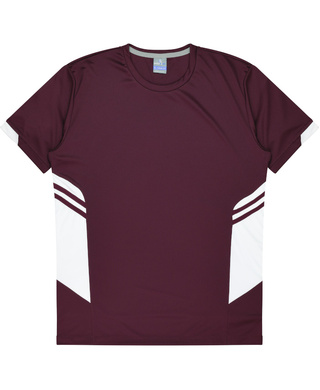 WORKWEAR, SAFETY & CORPORATE CLOTHING SPECIALISTS - Kids Tasman Tee - Maroon / White - 4