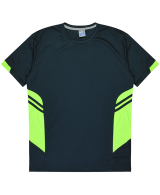 WORKWEAR, SAFETY & CORPORATE CLOTHING SPECIALISTS - Kids Tasman Tee - Navy / Neon Green - 10