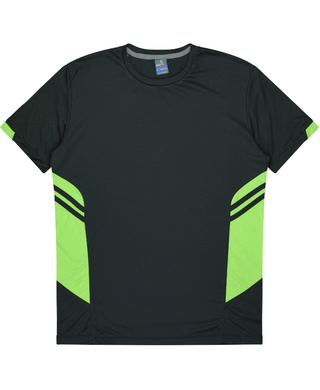WORKWEAR, SAFETY & CORPORATE CLOTHING SPECIALISTS - Kids Tasman Tee - Slate / Neon Green - 16