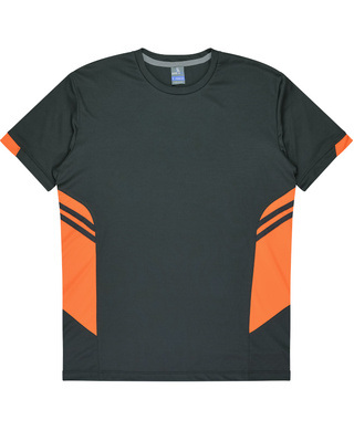 WORKWEAR, SAFETY & CORPORATE CLOTHING SPECIALISTS - Kids Tasman Tee - Slate / Neon Orange - 4